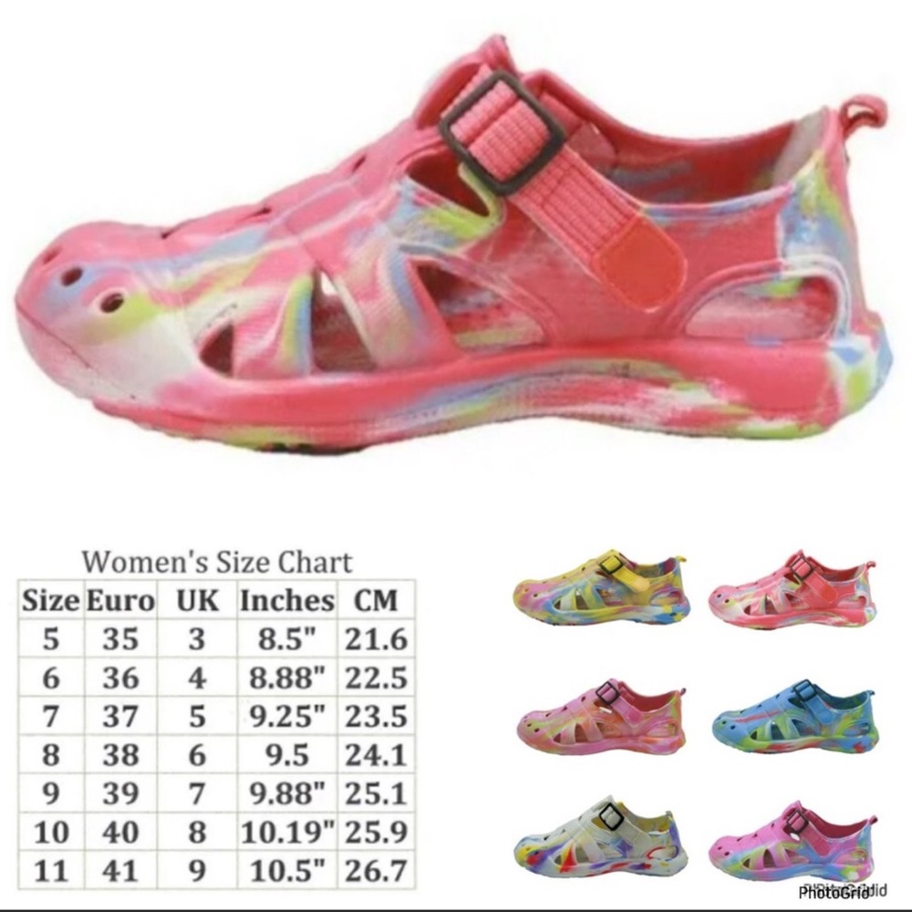 Easy USA size 11 red tie dye clog water shoes NWT